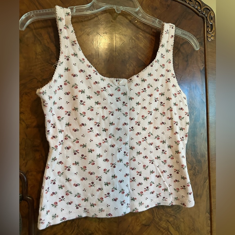 Vintage 90s granny floral cropped tank top